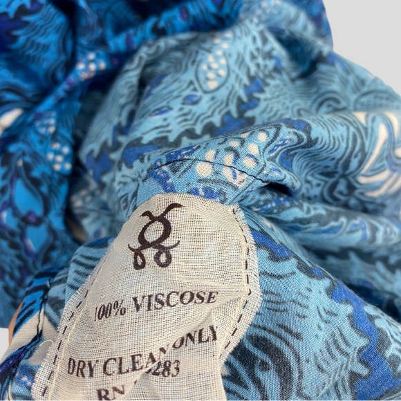 Figue Blue White Flowy Batik Print Bella Short Dress with Tassel Ties - Picture 7 of 10